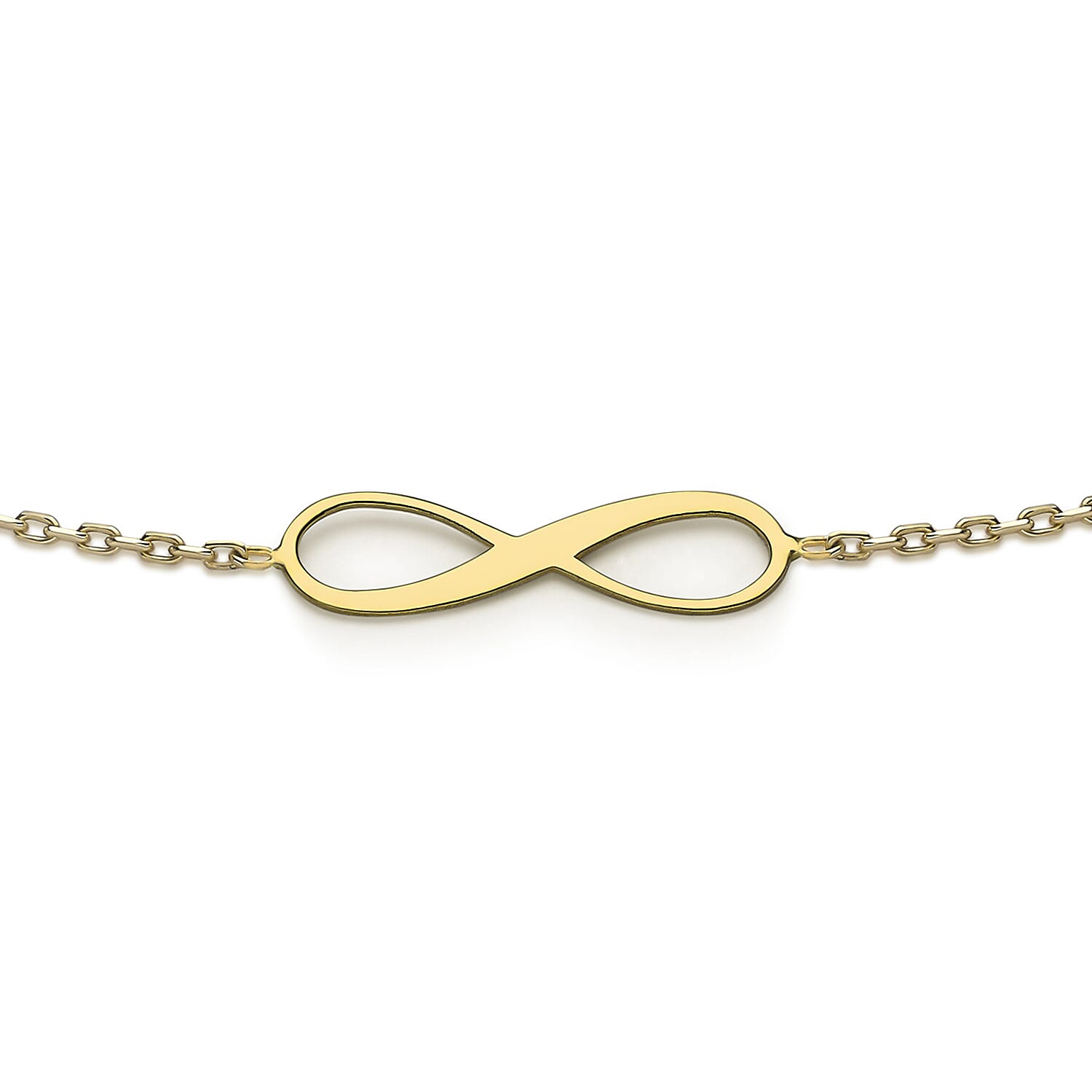 9K Yellow Gold 15.5mm X 5mm 'Infinity' Adjustable Bracelet 7 to 7.5 Inch