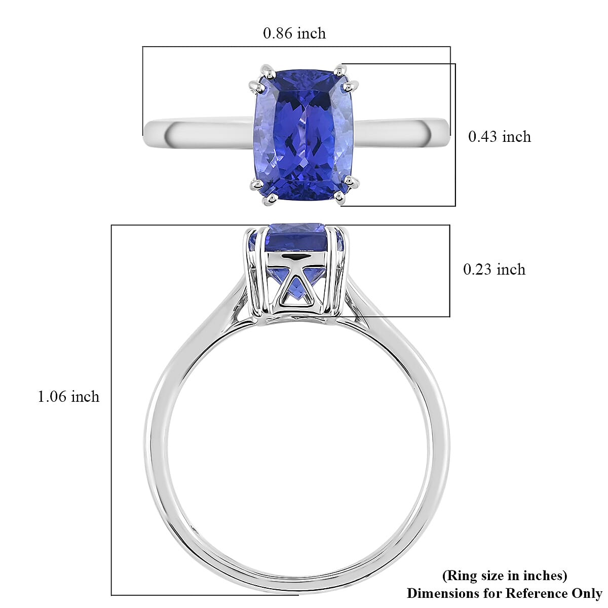 Rhapsody 950 Platinum AAAA Tanzanite White Diamond VS Ring, Platinum Wt.4.65 Gms  2.500  Ct.