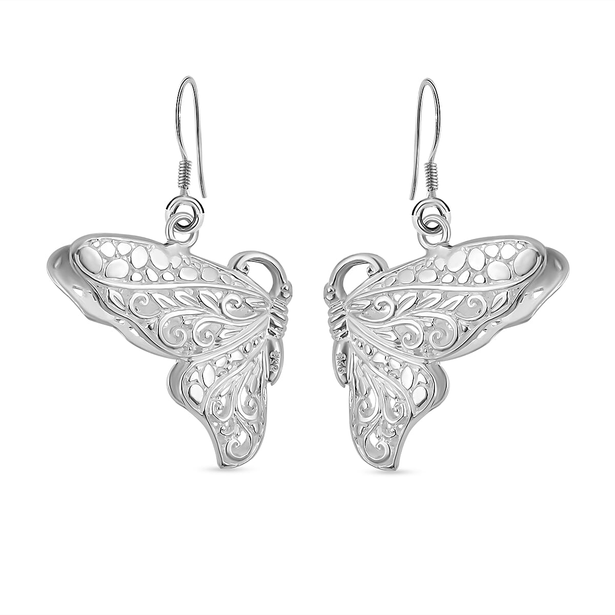 New Arrival Bangkok Closeout - Sterling Silver Butterfly Earrings with Hook, Silver Wt. 8.00 Gms