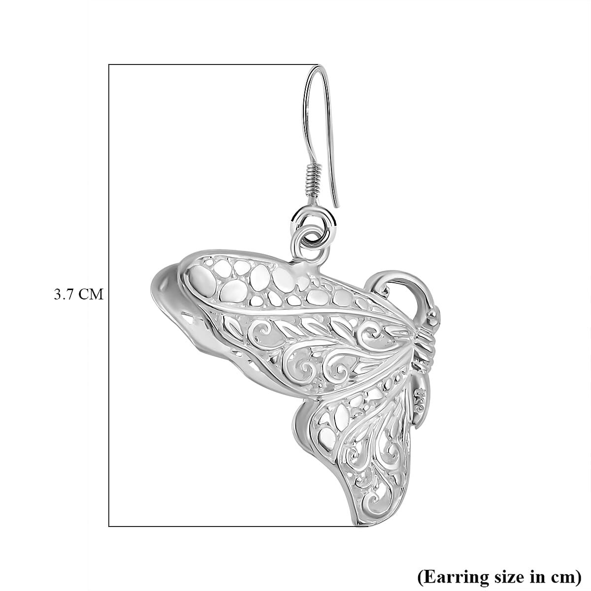 New Arrival Bangkok Closeout - Sterling Silver Butterfly Earrings with Hook, Silver Wt. 8.00 Gms