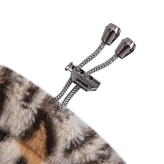 2 in 1 Faux Fur Leopard Print Drawstring Snood - Beige