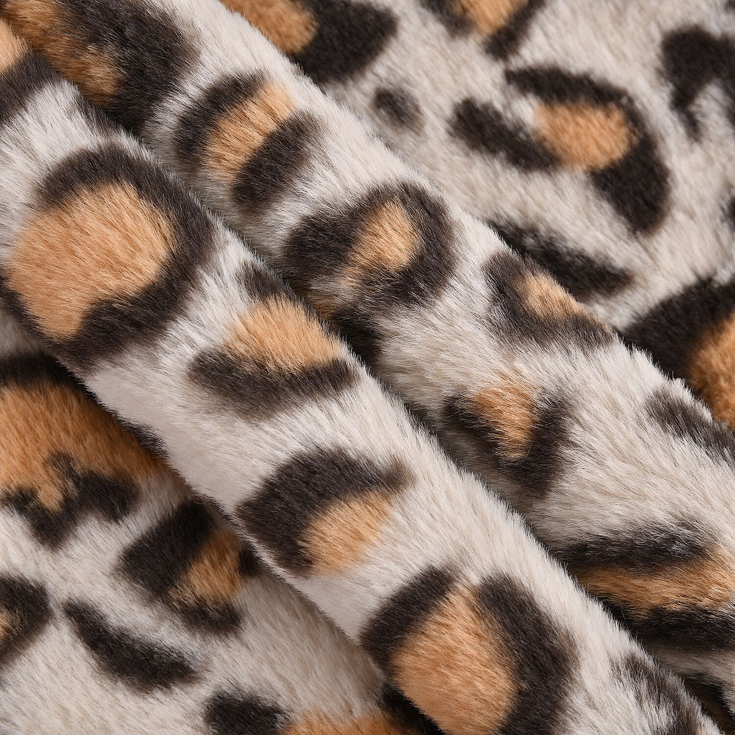 2 in 1 Faux Fur Leaopard Print Drawstring Snood - Beige