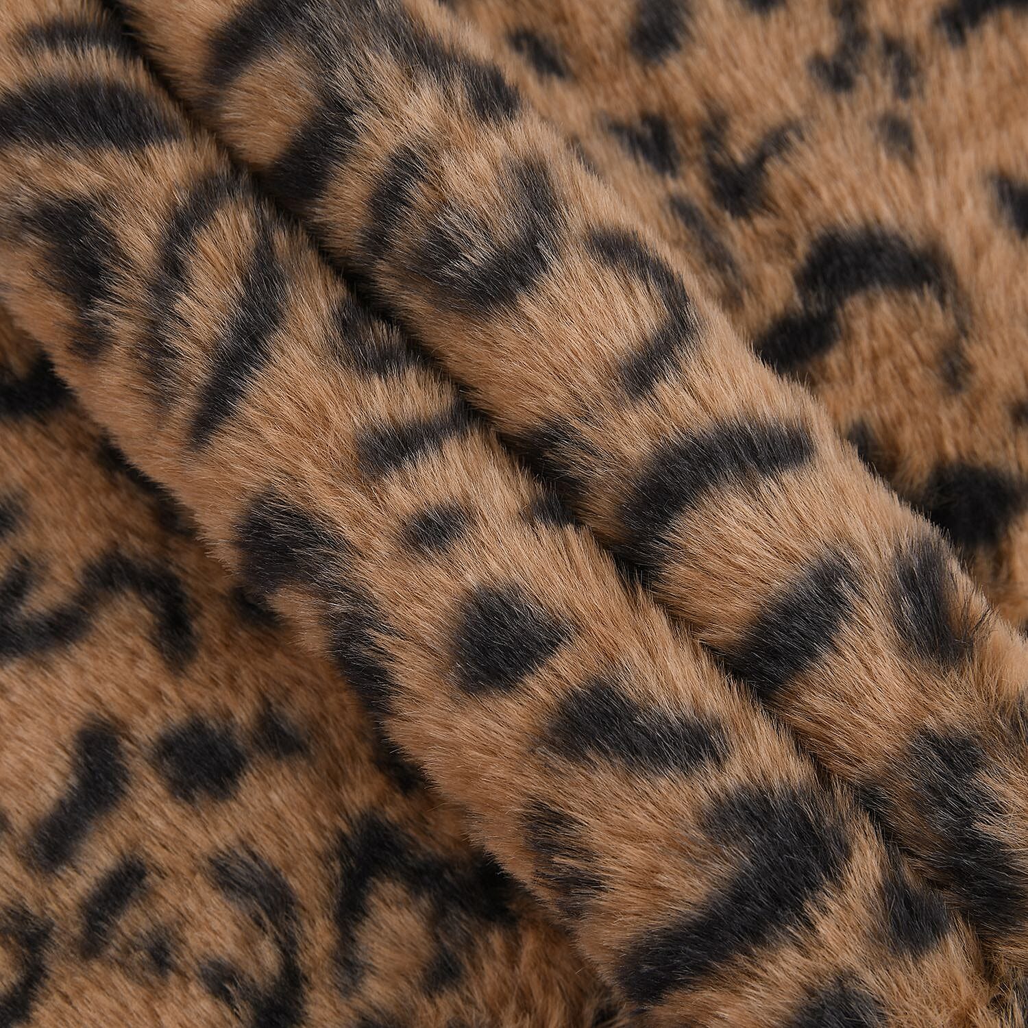 2 in 1 Faux Fur Leopard Print Drawstring Snood - Brown