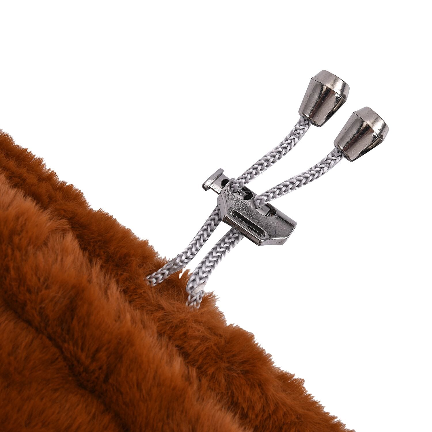 2 in 1 Faux Fur Drawstring Snood or Hat - Brown