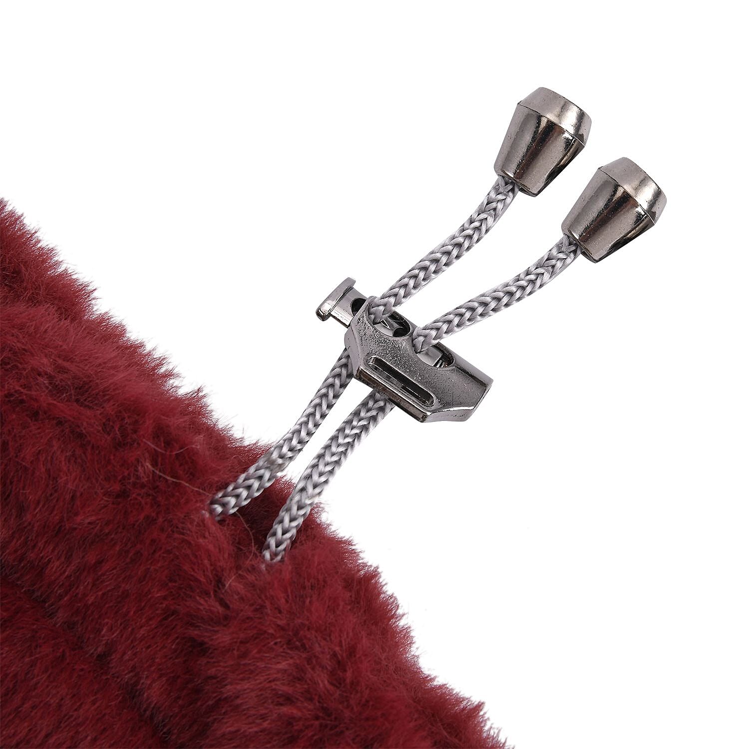 2 in 1 Faux Fur Drawstring Snood or Hat - Wine Red