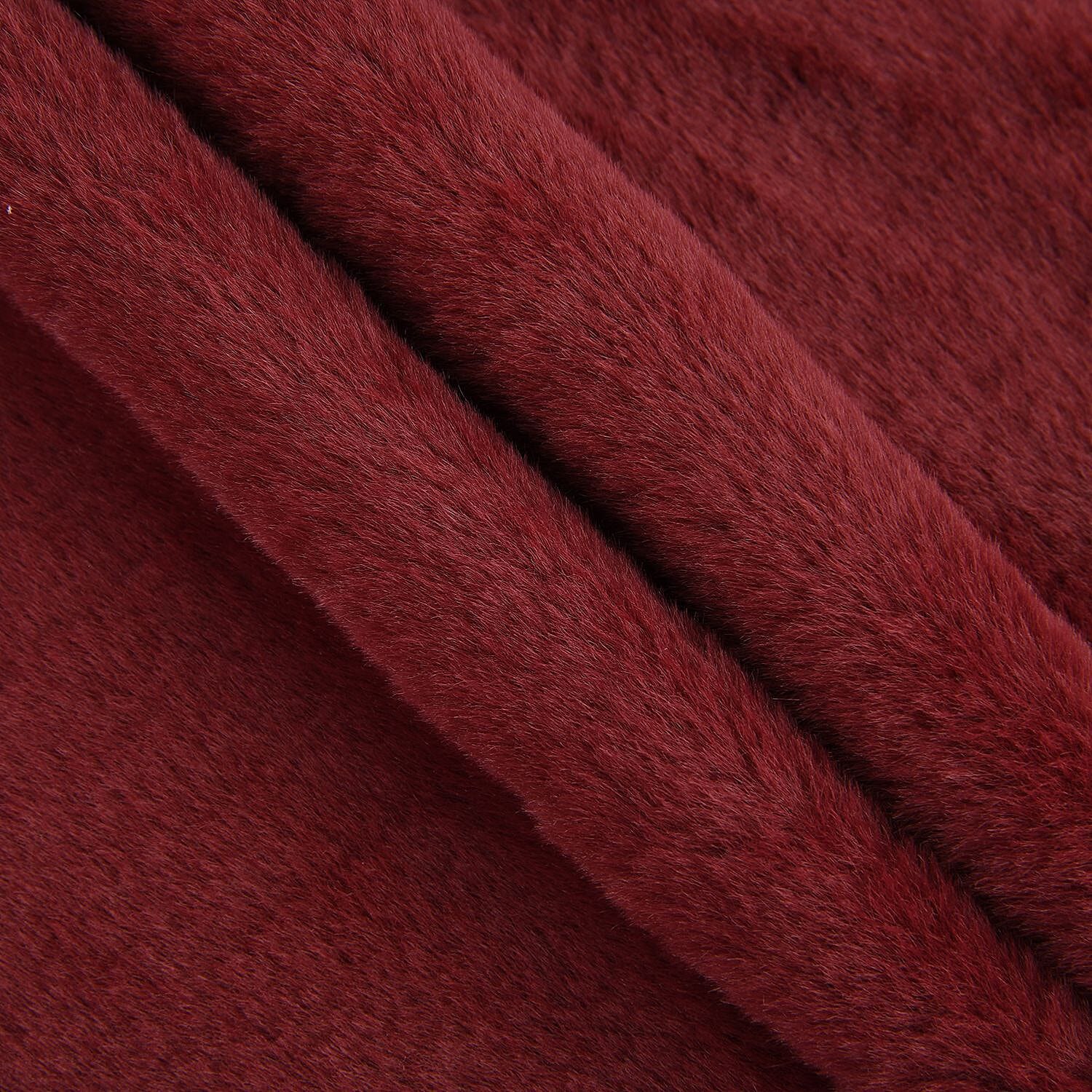 2 in 1 Faux Fur Drawstring Snood or Hat - Wine Red