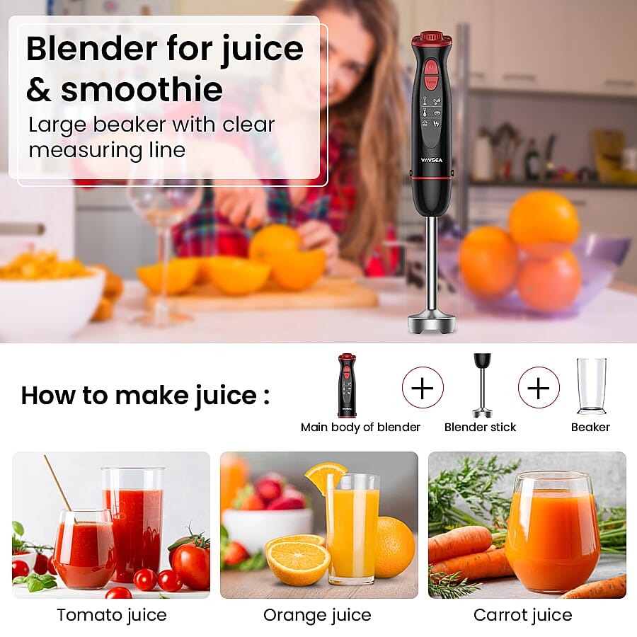 5-in-1 Multi-Function Immersion Hand Blender (Size 25x12x25 cm) - Black