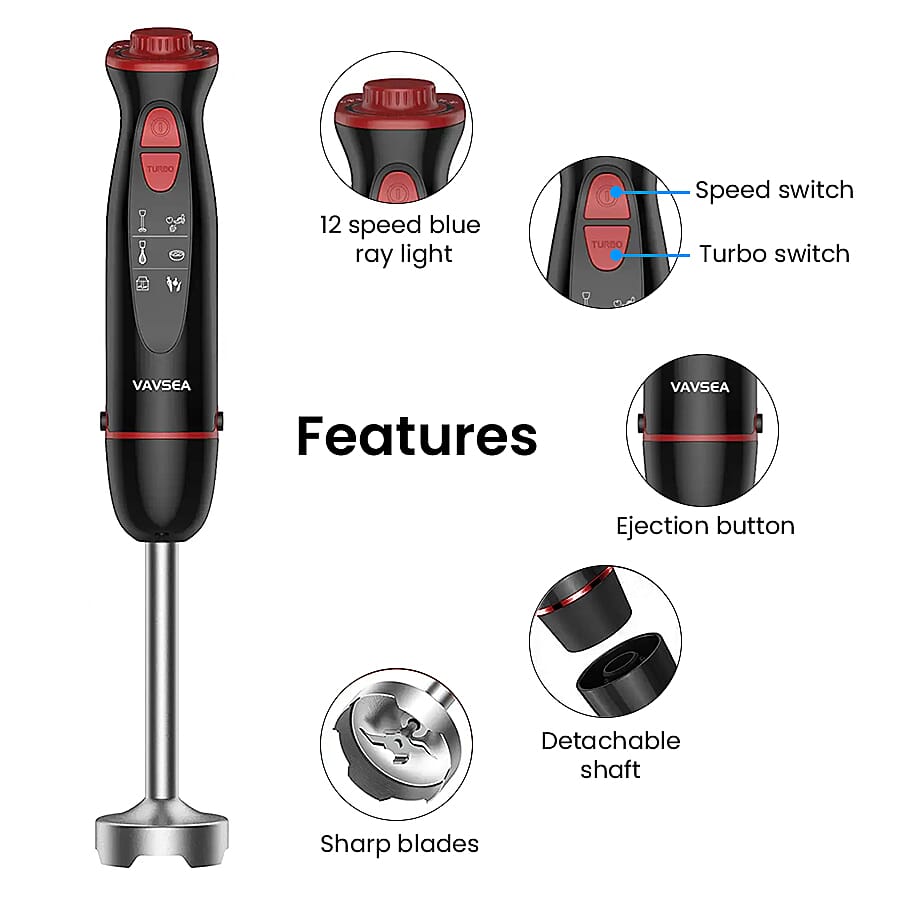 5-in-1 Multi-Function Immersion Hand Blender (Size 25x12x25 cm) - Black