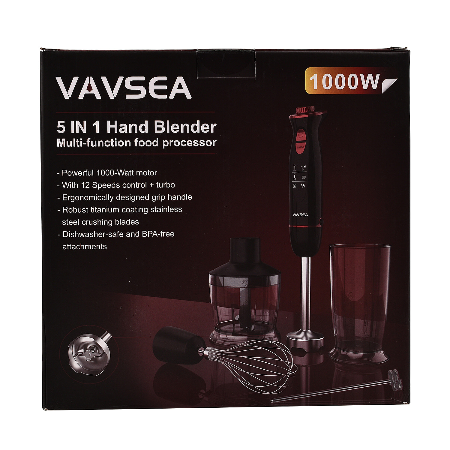 VAVSEA 1000W 5-in-1 Multi-function Immersion Hand Blender 
