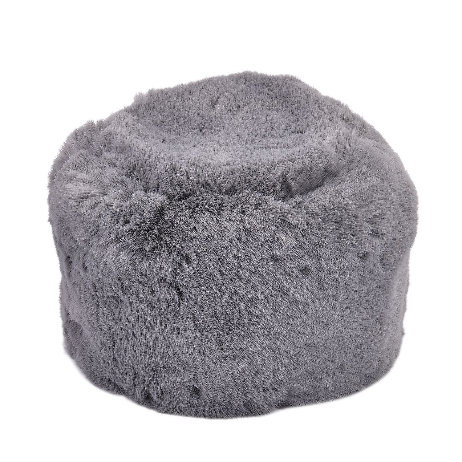 Faux Fur Hat (Size 35x28 Cm) - Grey