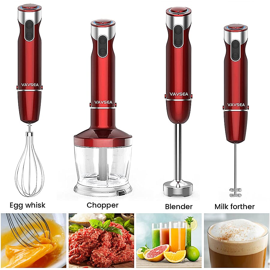 5-in-1 Multi-Function Immersion Hand Blender (Size 25x12x25 cm) - Red