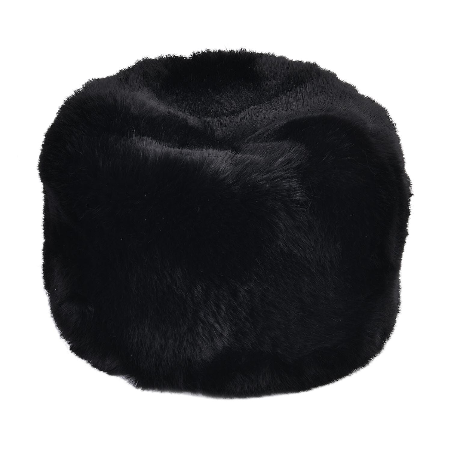 Doorbuster - Faux Fur Hat (Size 35x28 Cm) - Black