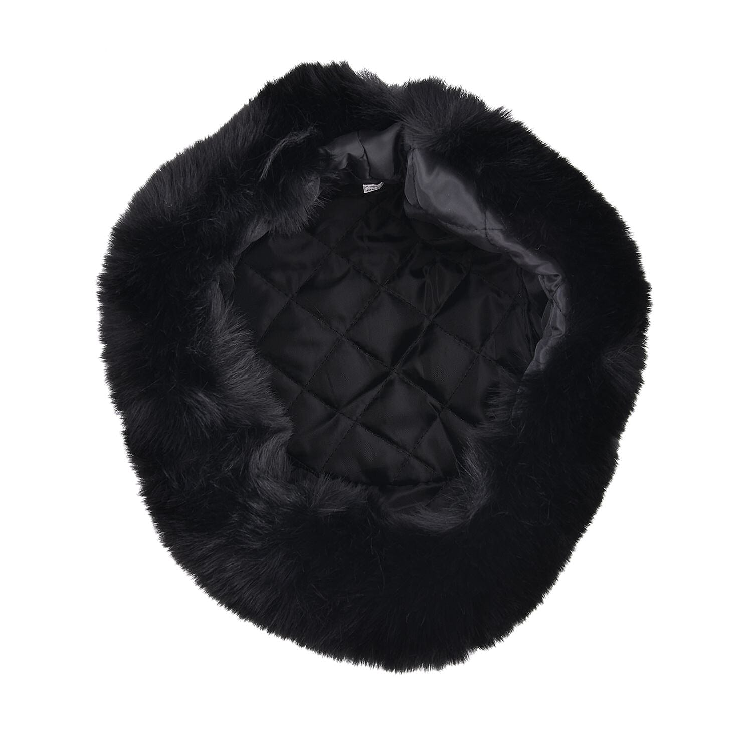 Doorbuster - Faux Fur Hat (Size 35x28 Cm) - Black