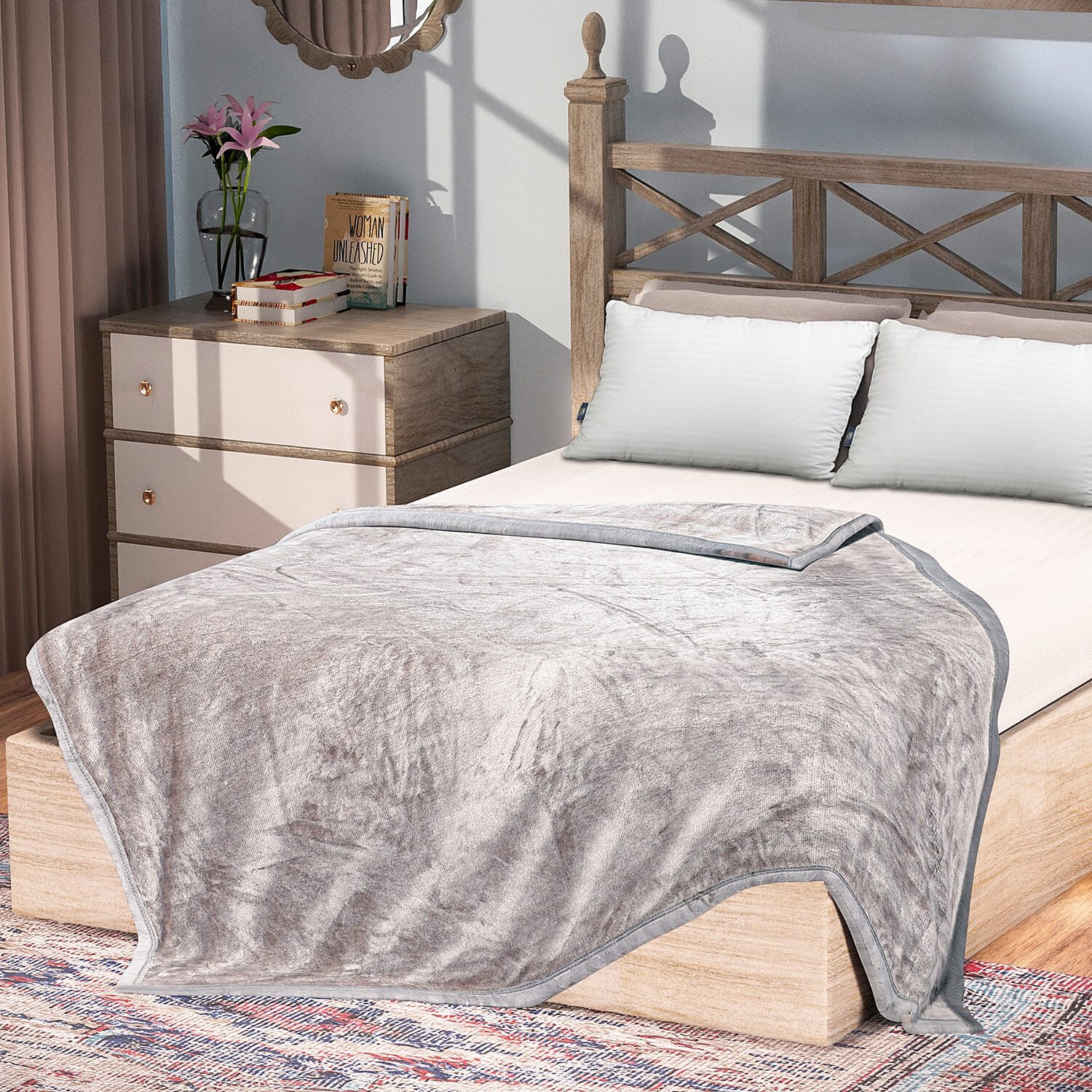 Doorbuster - Super Soft Faux Fur Blanket 400 GSM (Size 200x150 Cm) - Silver