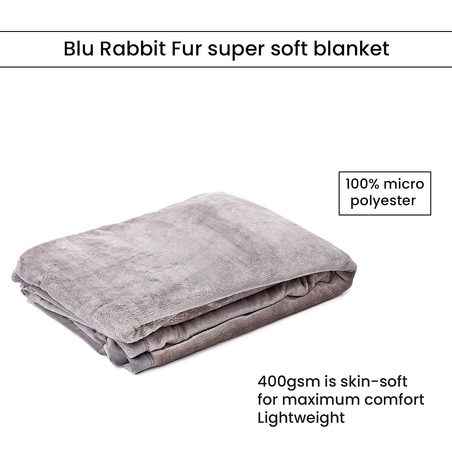 Doorbuster - Super Soft Faux Fur Blanket 400 GSM (Size 200x150 Cm) - Silver