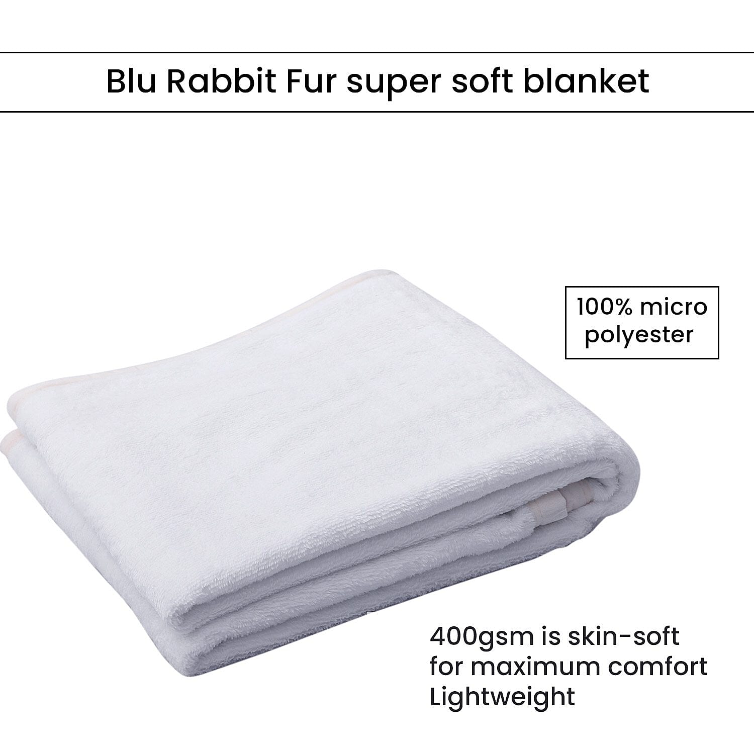 Super Soft Rabbit Faux Fur Blanket 400 GSM (Double Size 210x150 Cm) - White