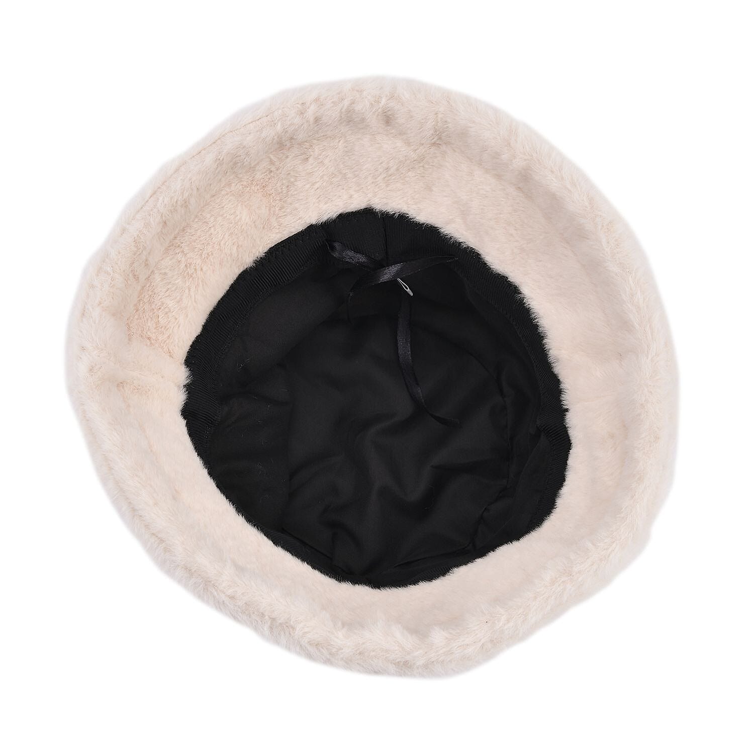 Set of 2 - Faux Fur Bucket Hat and Scarf - Beige