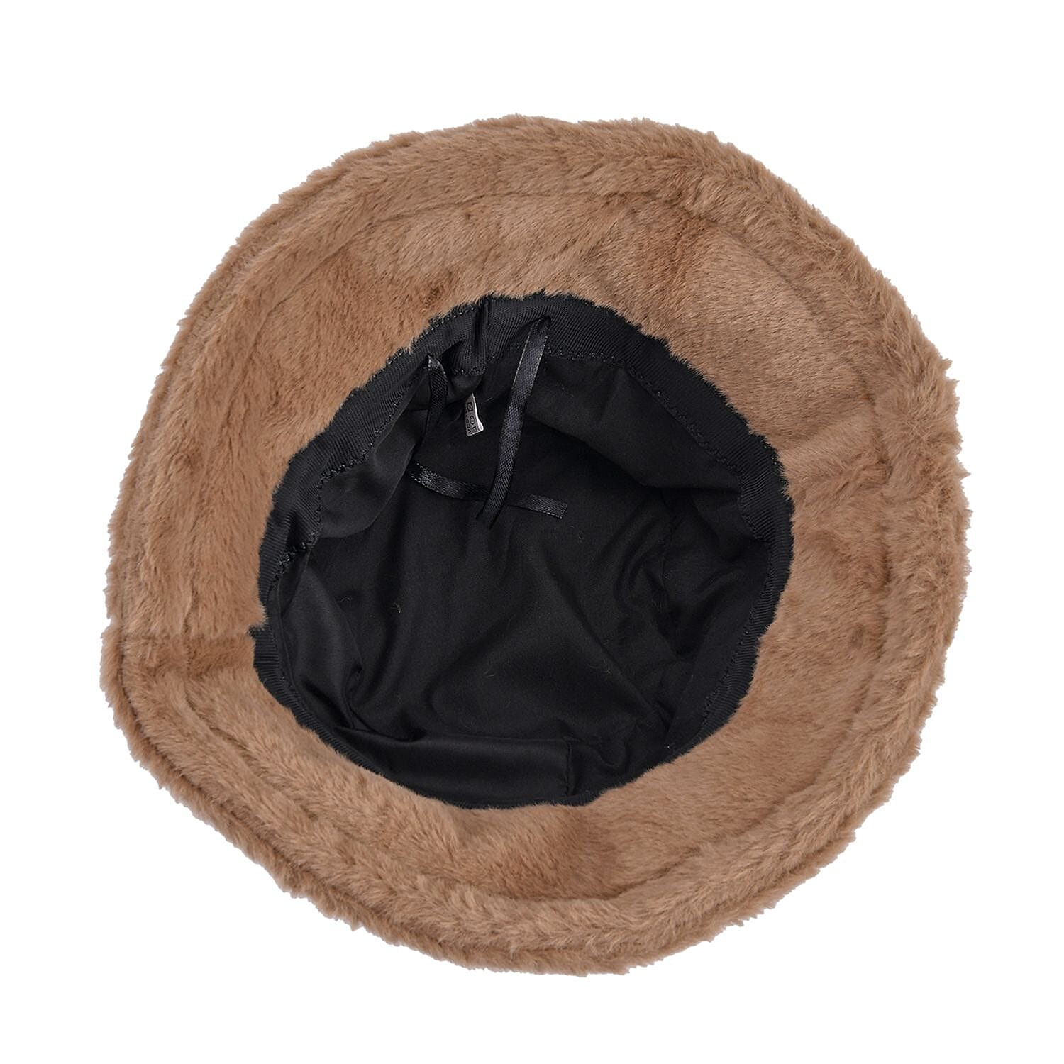 Set of 2 - Faux Fur Bucket Hat and Scarf - Khaki