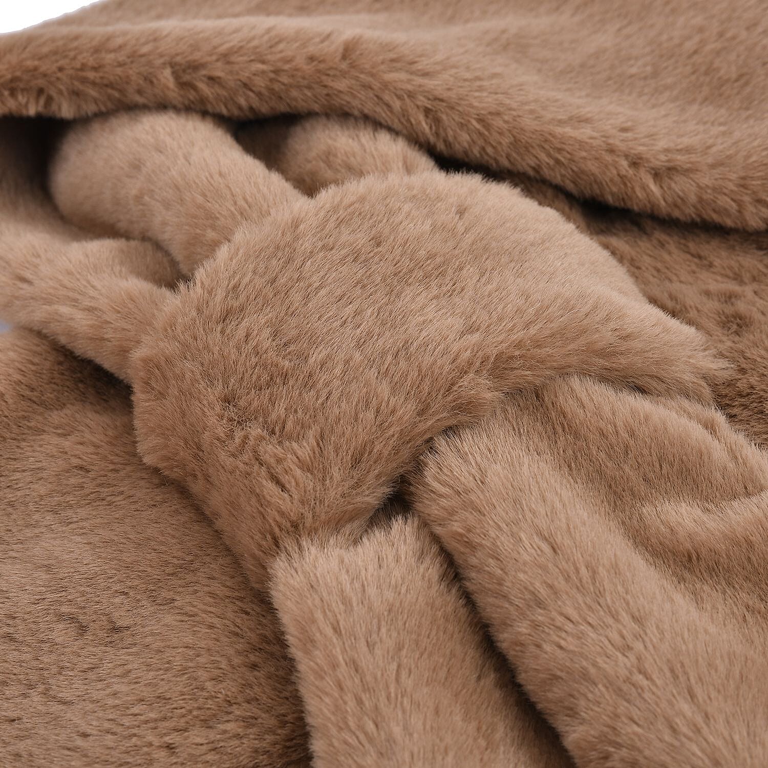 Set of 2 - Faux Fur Bucket Hat and Scarf - Khaki