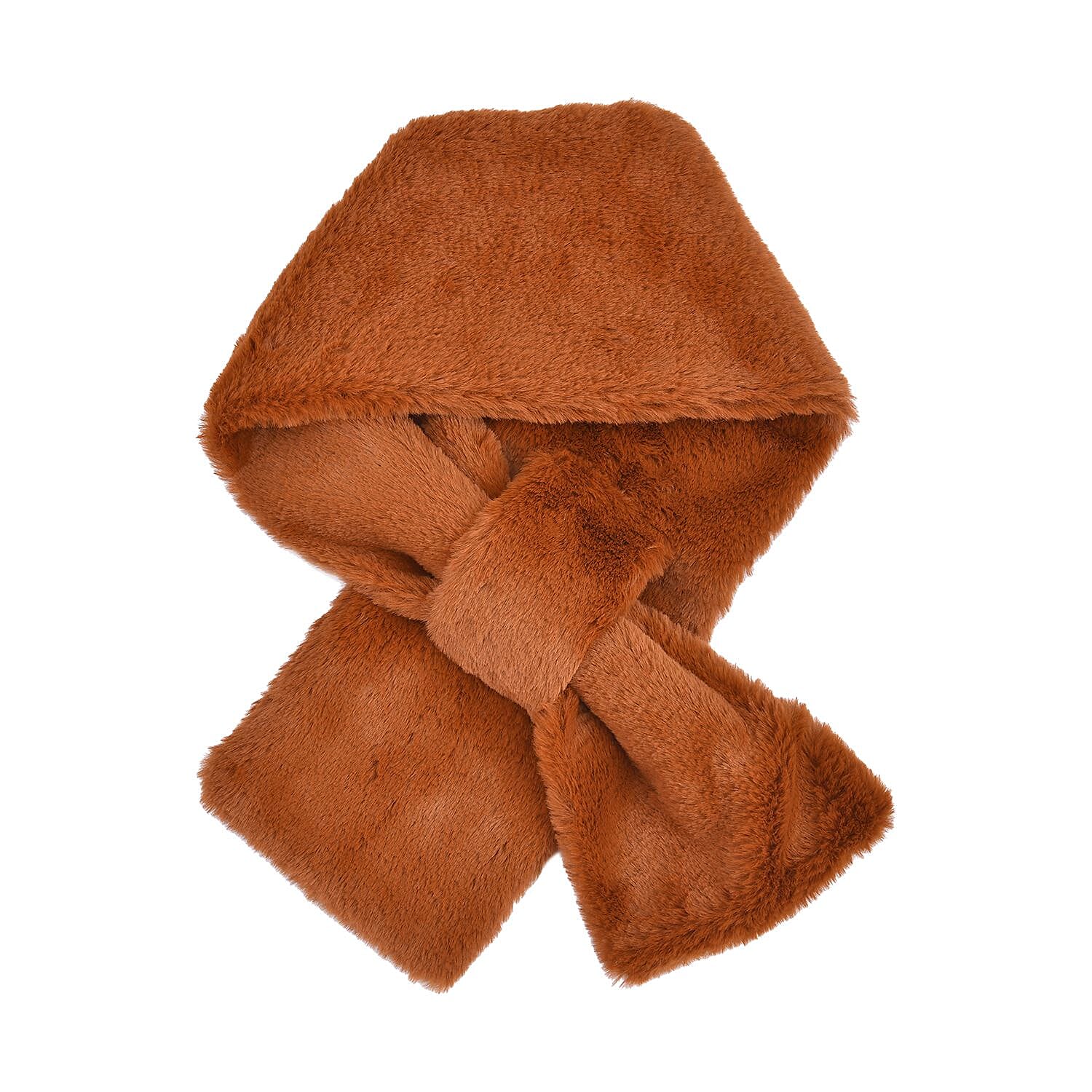 Set of 2 - Faux Fur Bucket Hat and Scarf - Brown