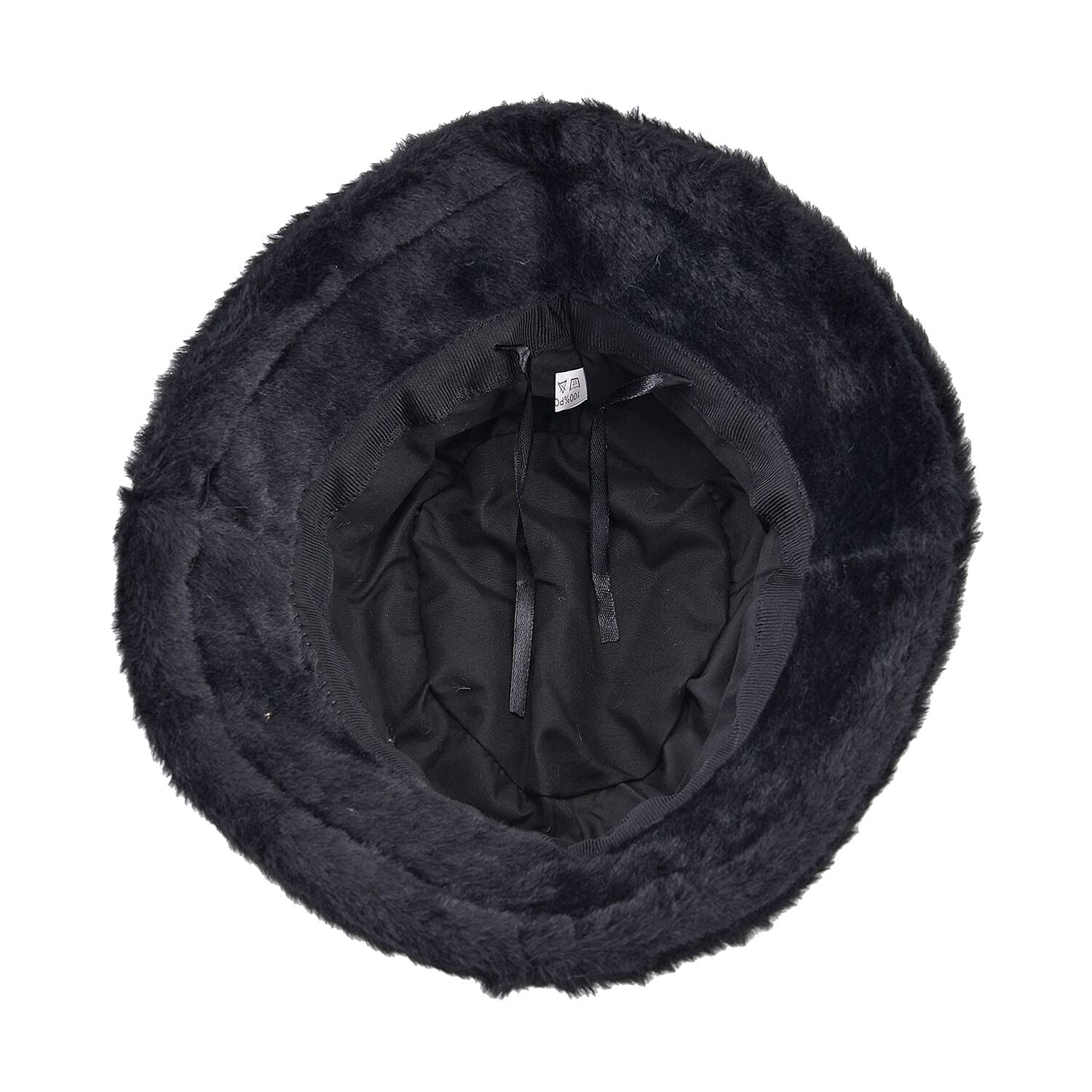 Set of 2 - Faux Fur Bucket Hat and Scarf - Black