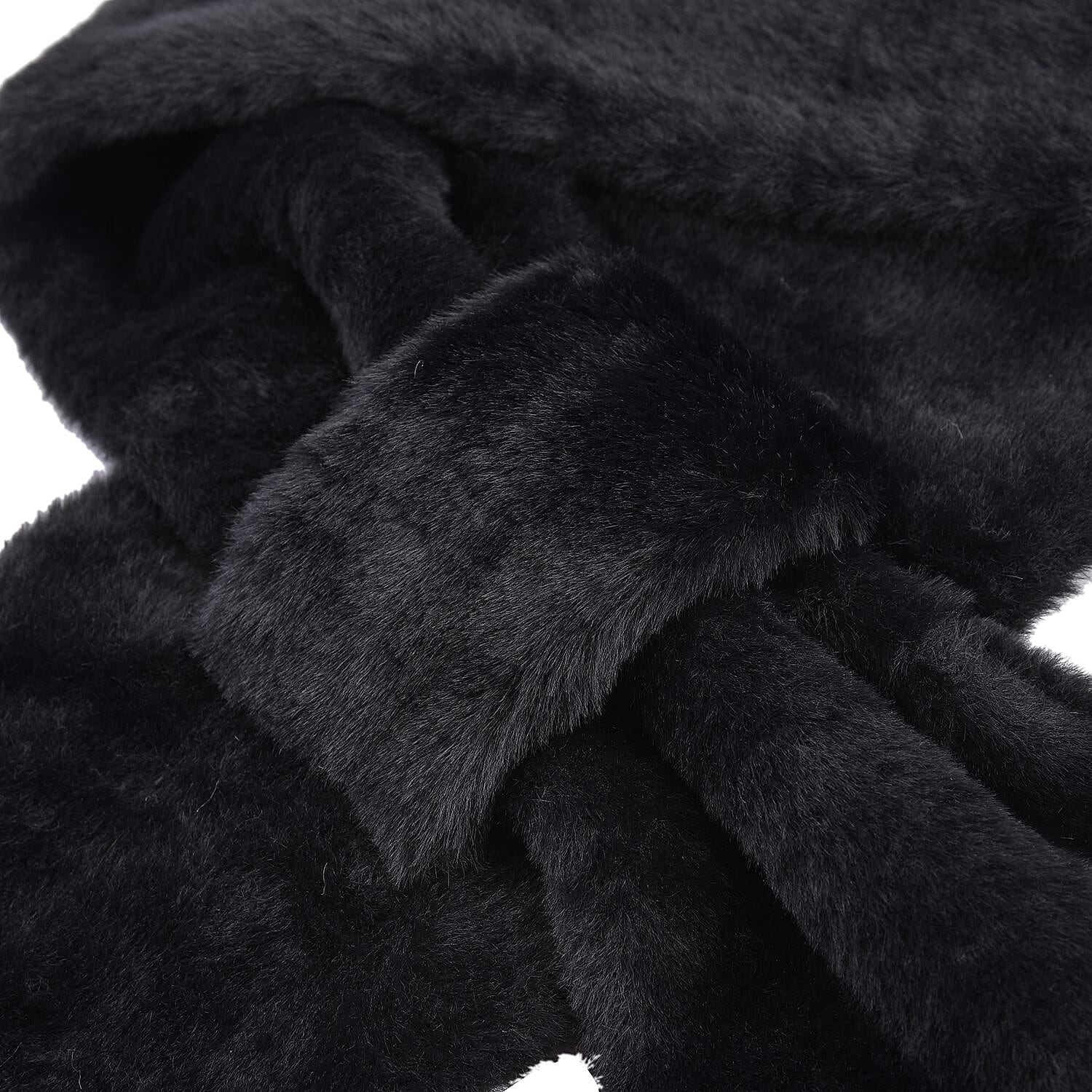 Set of 2 - Faux Fur Bucket Hat and Scarf - Black