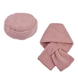Set of 2 - Faux Fur Bucket Hat and Scarf - Pink