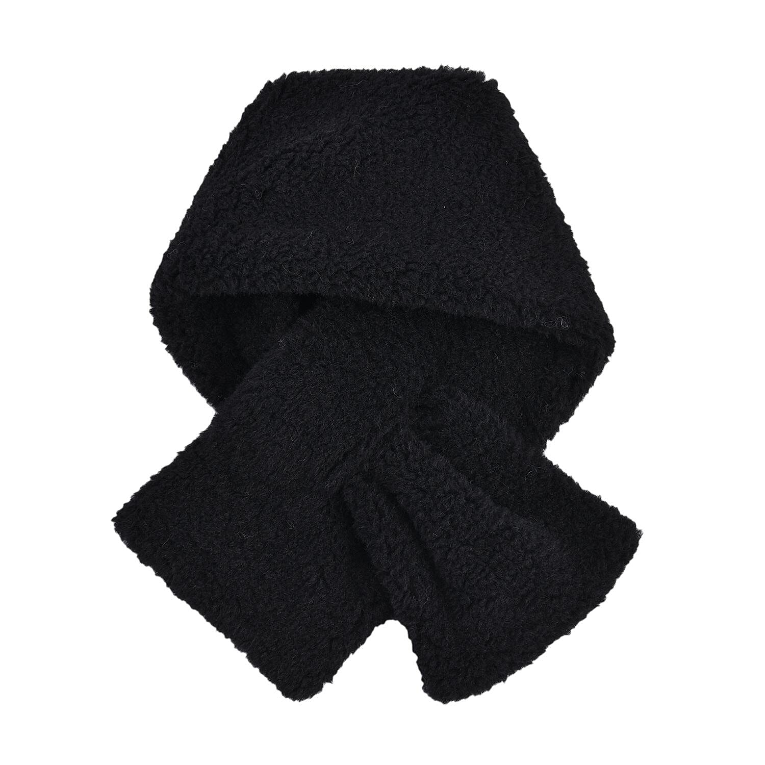 Set of 2 - Faux Fur Bucket Hat and Scarf - Black
