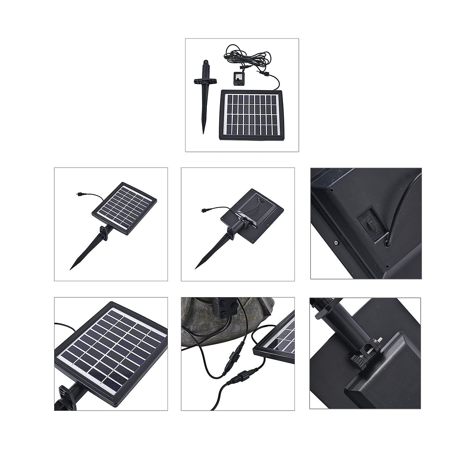 Indoor/Outdoor Solar Buddha with Lotus Flower Fountain & LED Light (Size 48x27x23 cm) - Grey