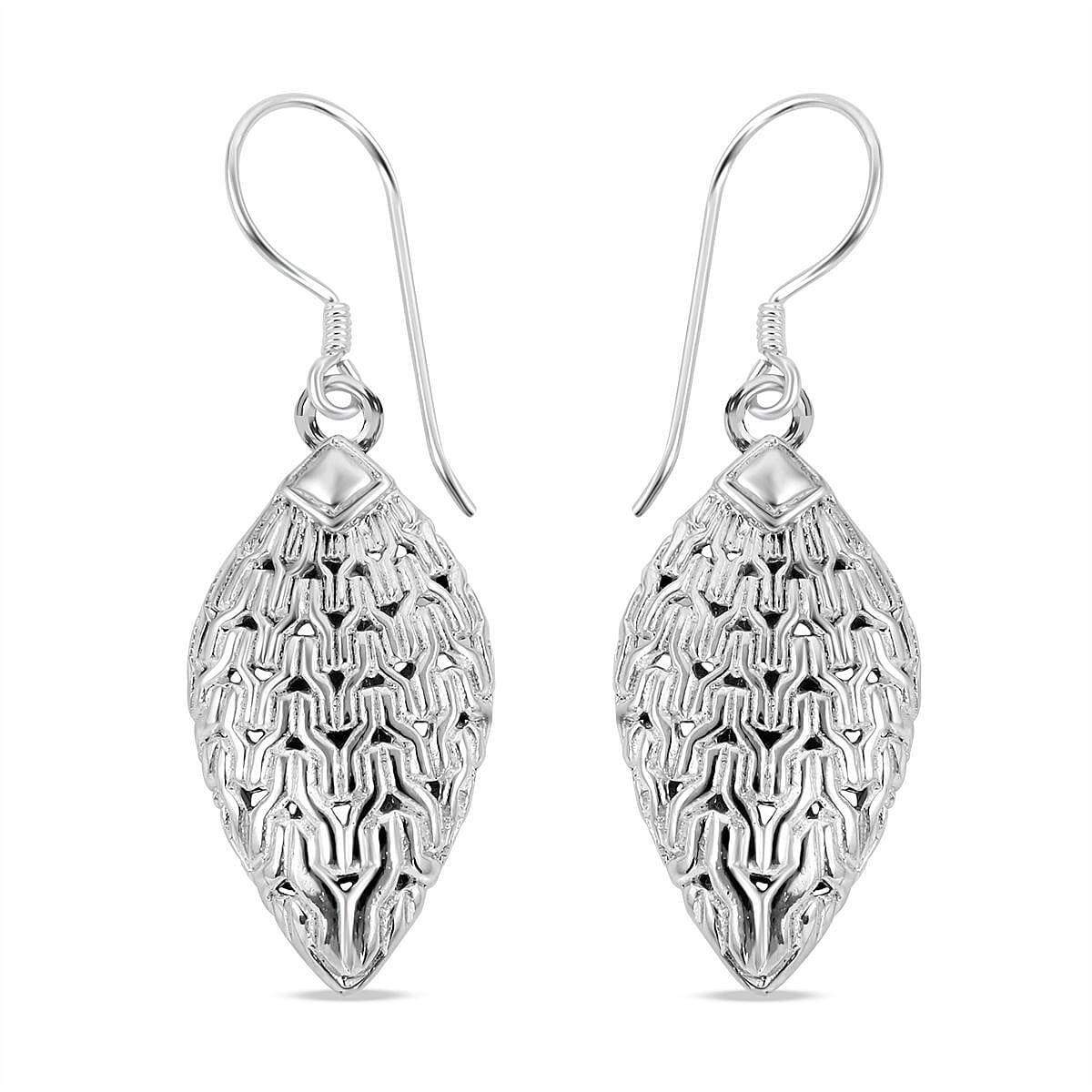 Sterling Silver Leaf Design Earrings, Silver Wt 6.77 GM