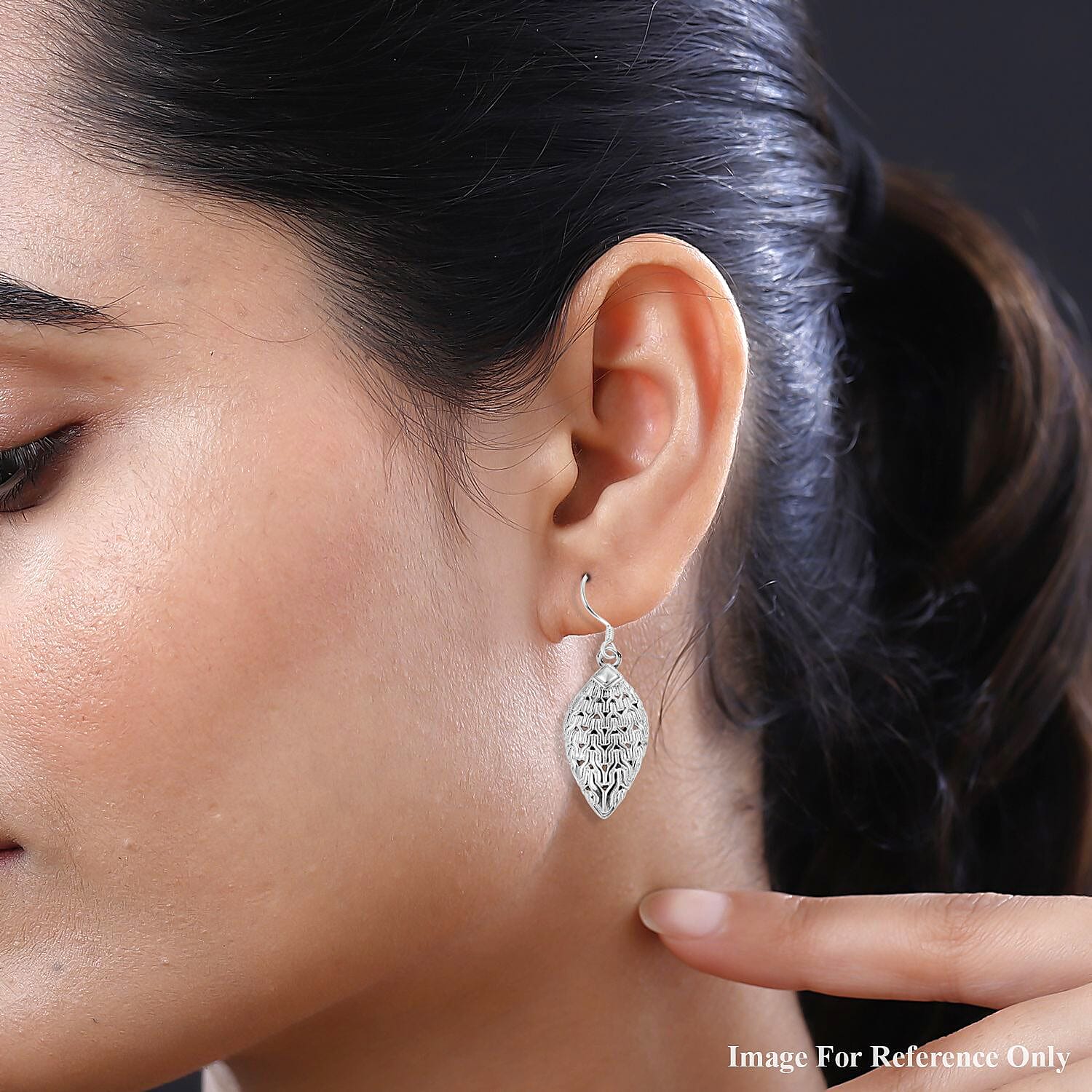 Sterling Silver Leaf Design Earrings, Silver Wt 6.77 GM