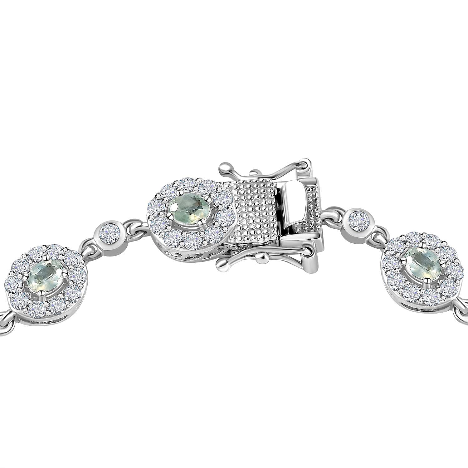 Alexandrite and Natural Cambodian Zircon Cluster Bracelet (Size - 7.5) in Platinum Overlay Sterling Silver 5.94 Ct, Silver Wt. 11.00 Gms