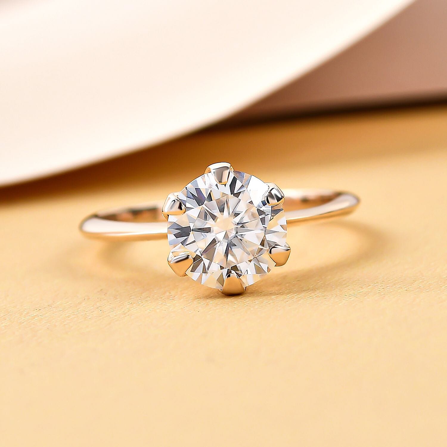 9K Yellow Gold Moissanite Solitaire Ring