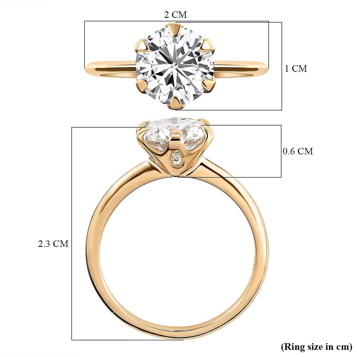 9K Yellow Gold Moissanite Solitaire Ring