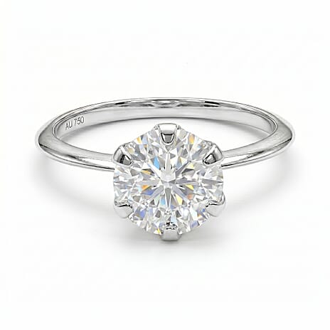 9K White Gold Moissanite Solitaire Ring 1.73 Ct.
