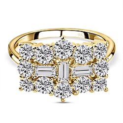 9K Gold 1.98 Ct Moissanite Cluster Boat Ring