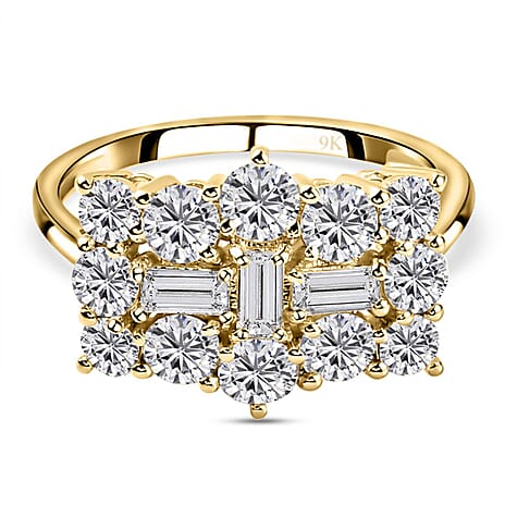 9K Yellow Gold Moissanite Boat Ring 1.97 Ct.