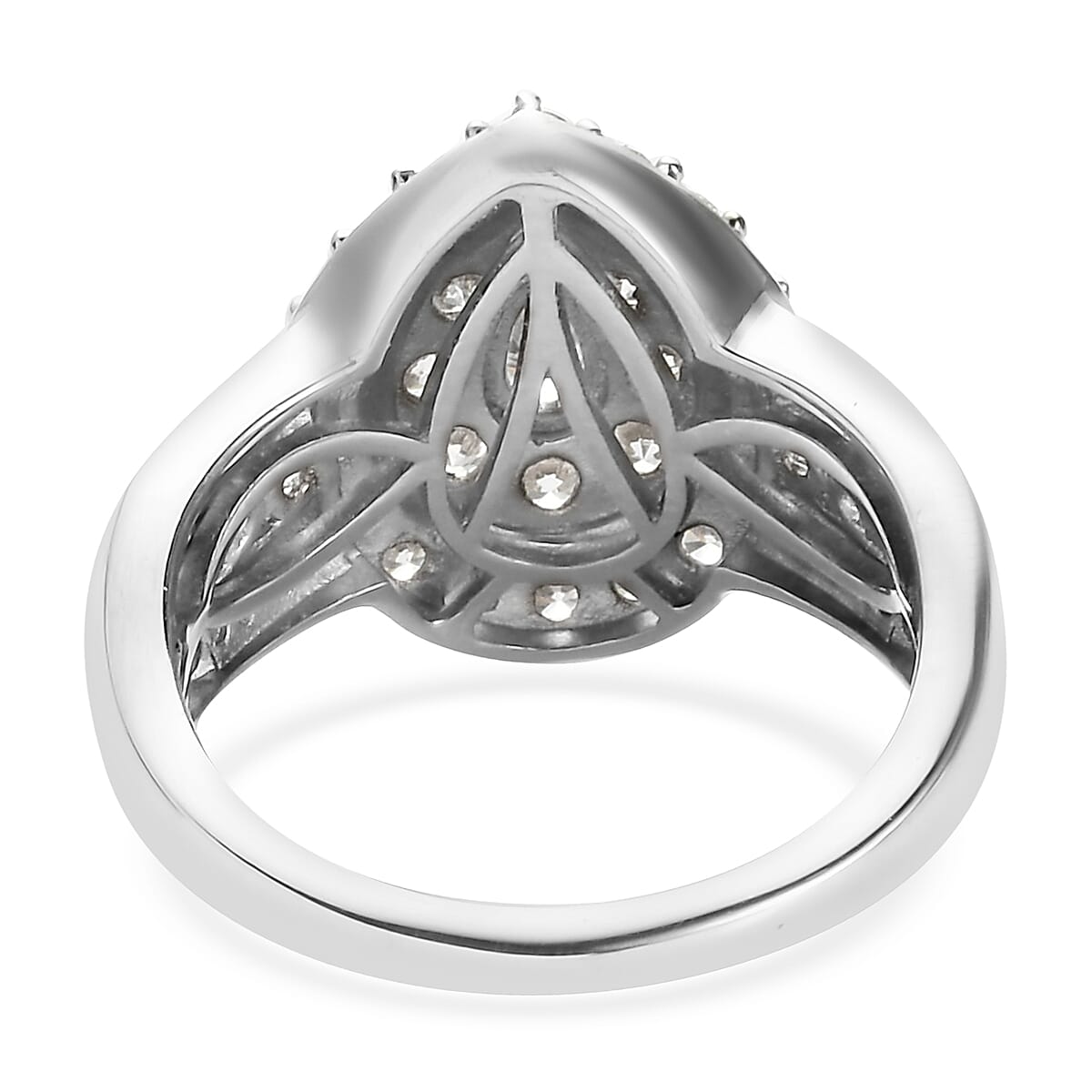 Lustro Stella Platinum Overlay Sterling Silver Ring Made with Finest CZ 2.57 Ct.