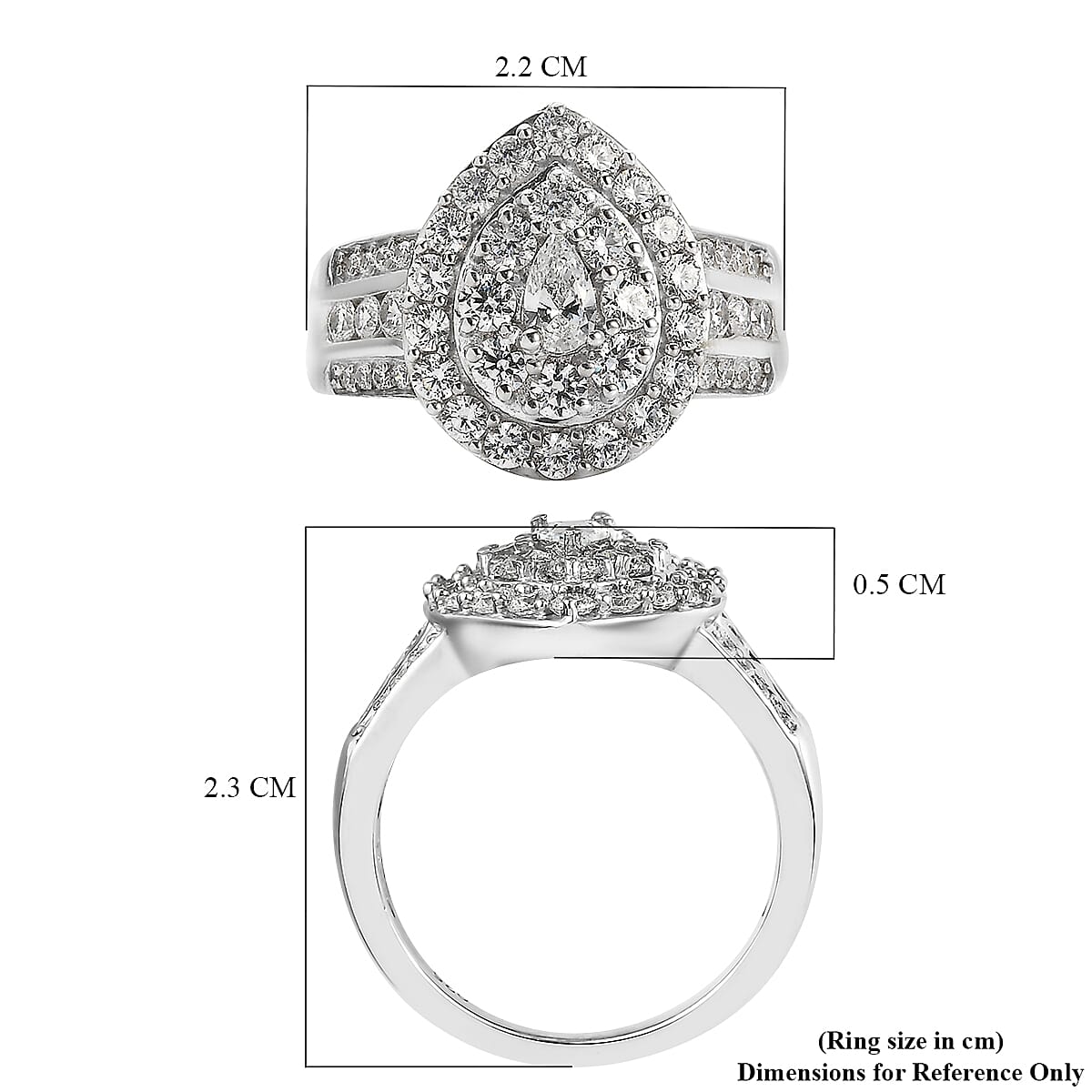 Lustro Stella Platinum Overlay Sterling Silver Ring Made with Finest CZ 2.57 Ct.