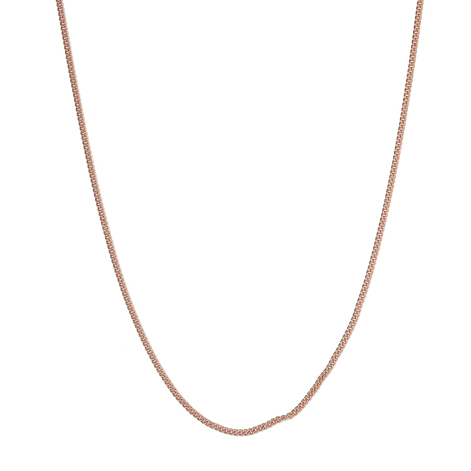 Rose Gold Overlay Sterling Silver Curb Chain (Size - 20) with Lobster Clasp