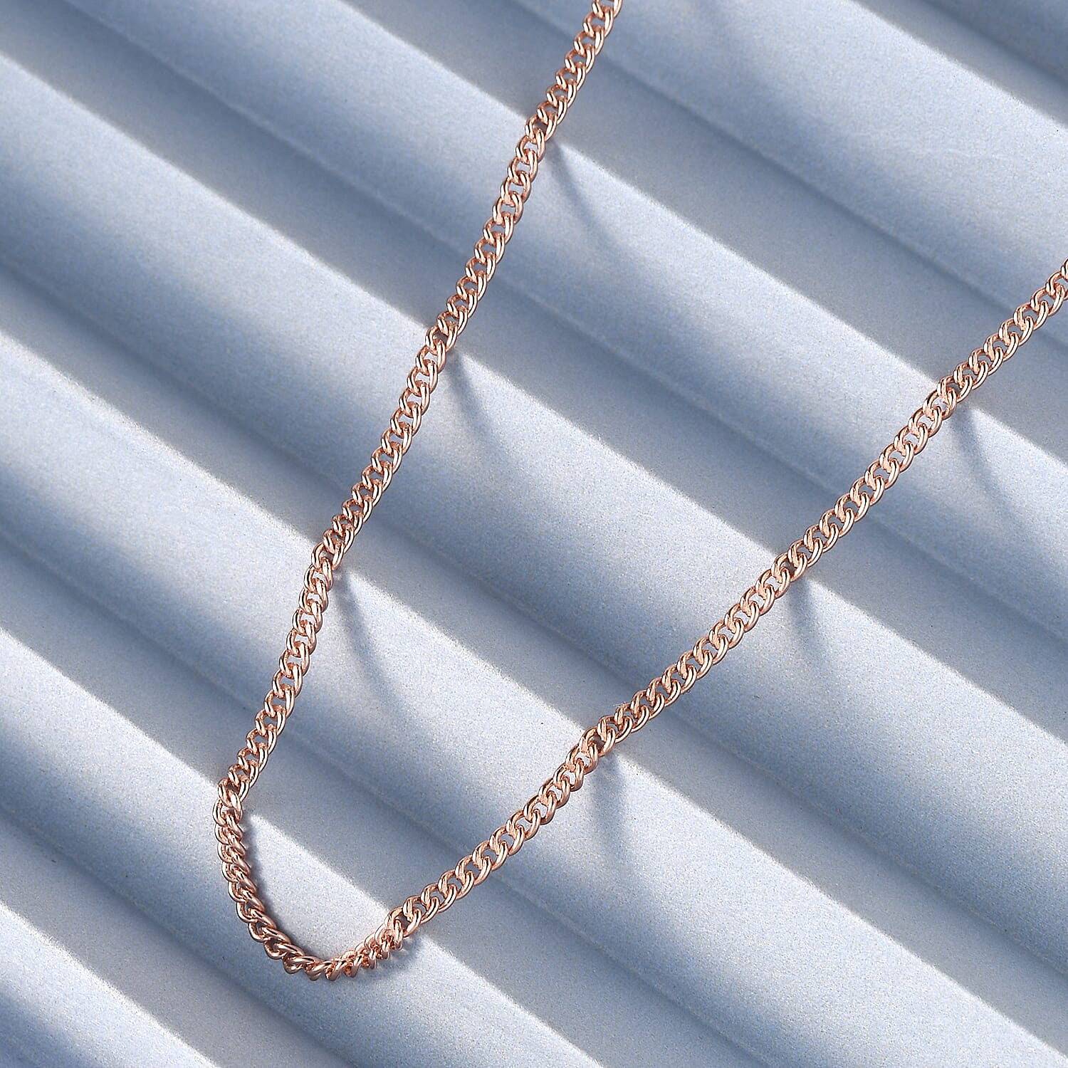 Rose Gold Overlay Sterling Silver Curb Chain (Size - 20) with Lobster Clasp