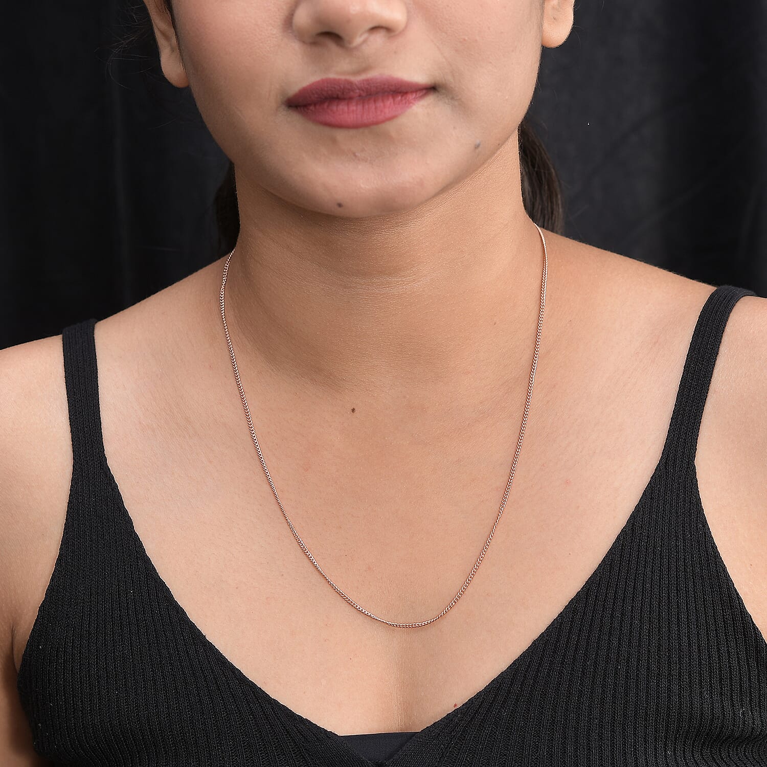 Rose Gold Overlay Sterling Silver Curb Chain (Size - 20) with Lobster Clasp