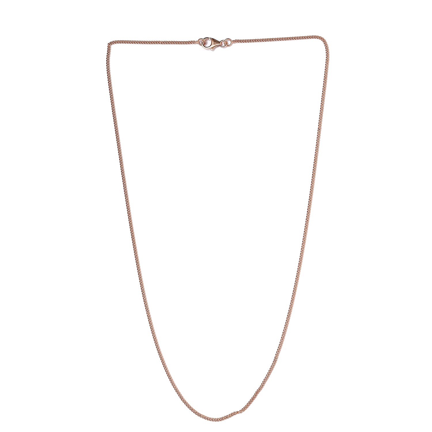 Rose Gold Overlay Sterling Silver Curb Chain (Size - 20) with Lobster Clasp