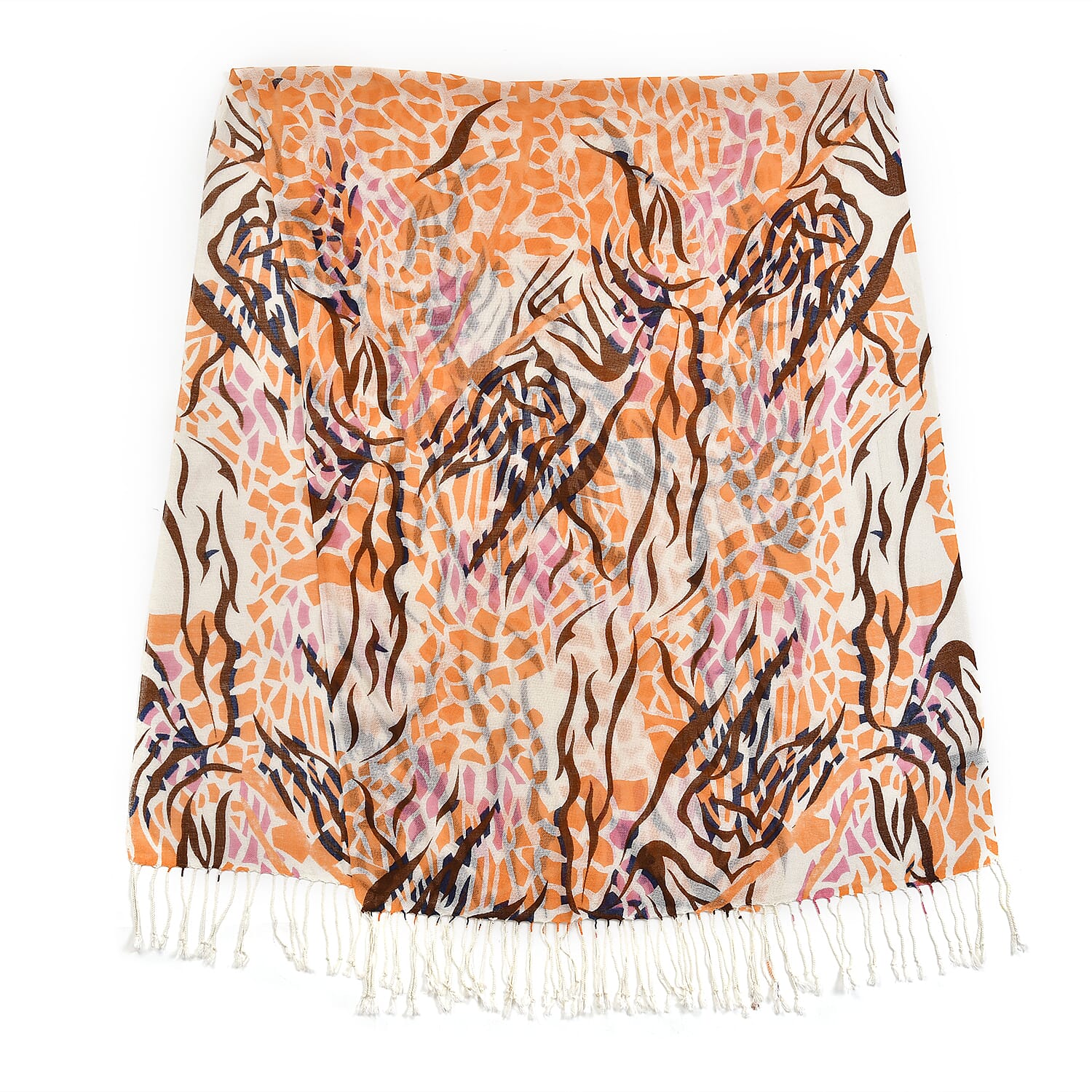 LA MAREY 100% Merino Woollen Stripe Pattern Scarf (Size 175x66x9 Cm) - Orange