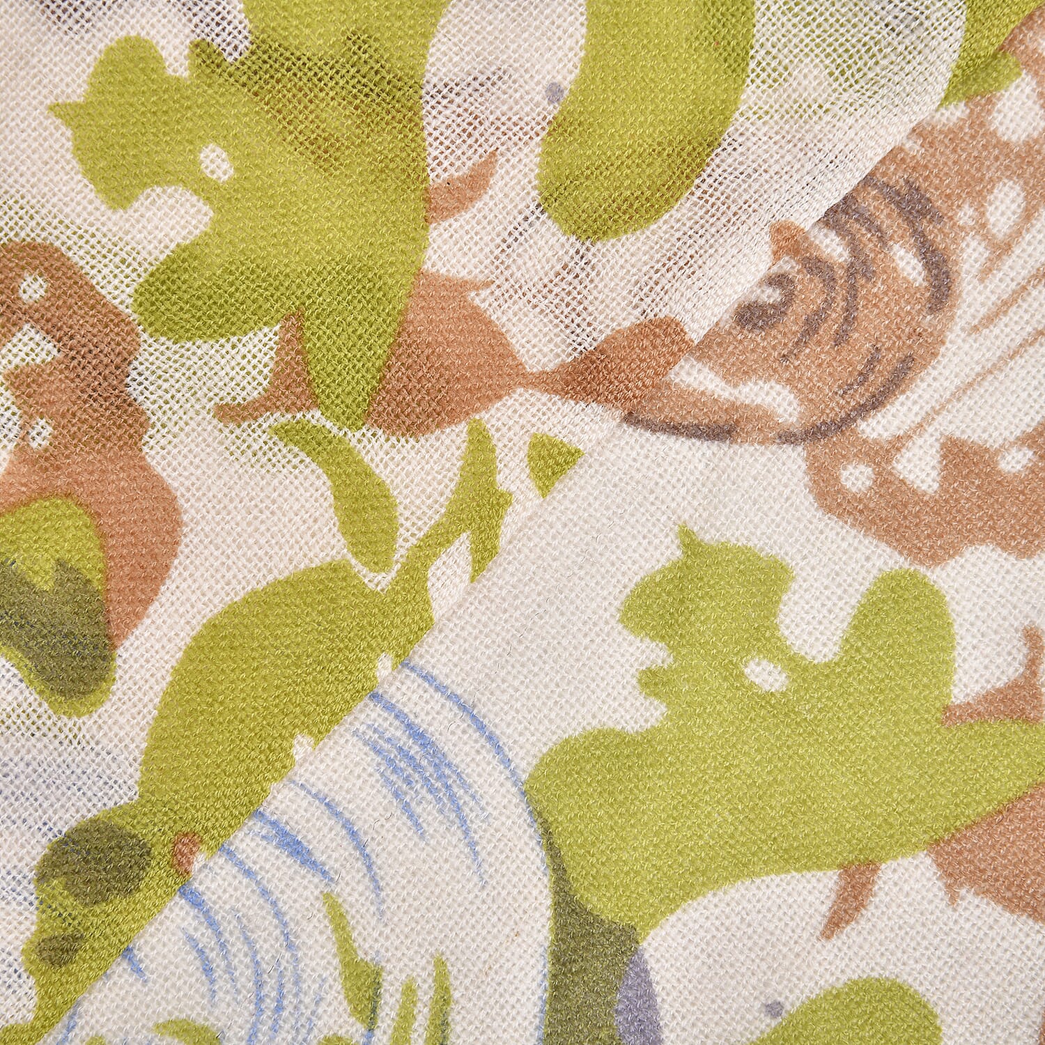 LA MAREY 100% Merino Woollen Floral Pattern Scarf (Size 175x66x9 Cm) - Red & Blue