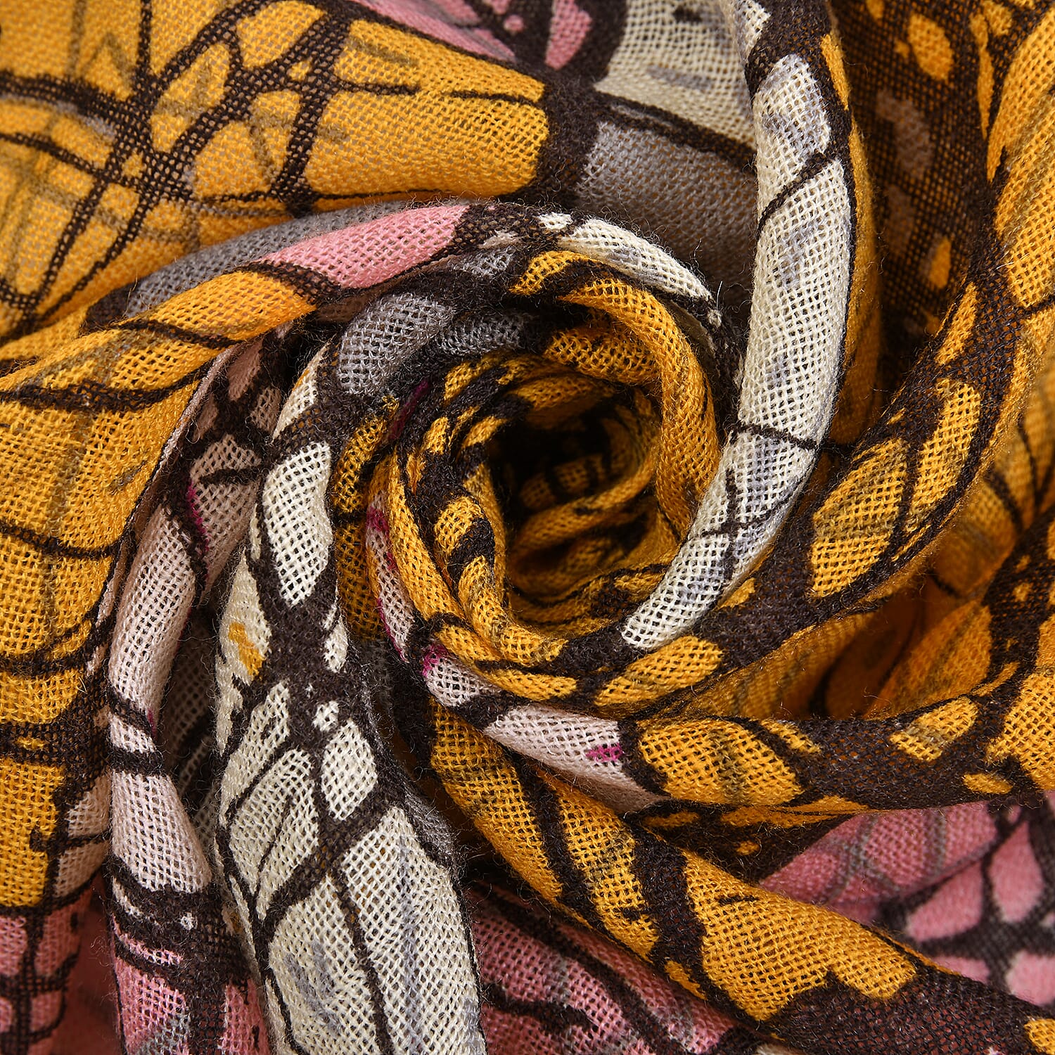 LA MAREY 100% Merino Woollen Geometric Pattern Scarf (Size 175x66x9 Cm) - Pink & Black