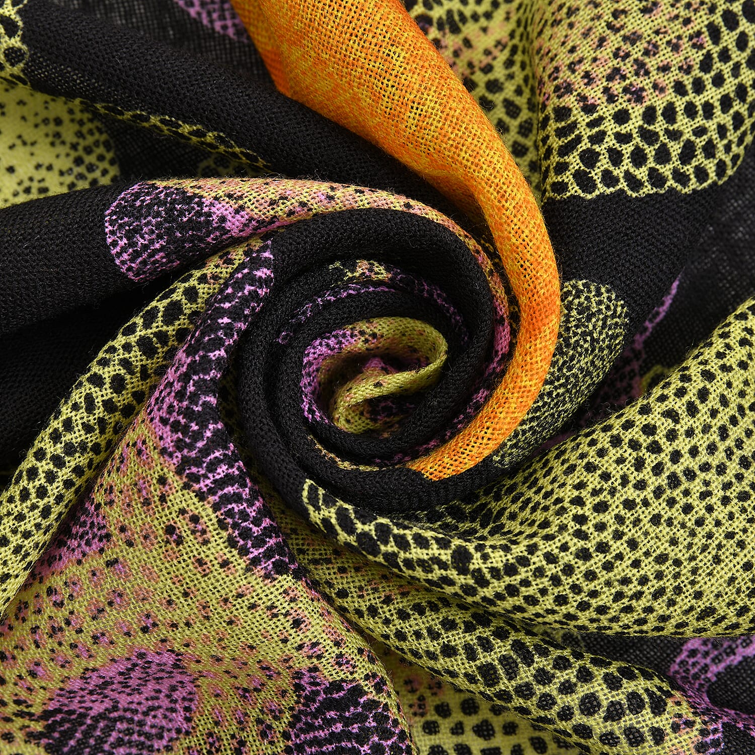 LA MAREY 100% Merino Woollen Abstract Pattern Scarf (Size 175x66x9 Cm) - Black & Multi