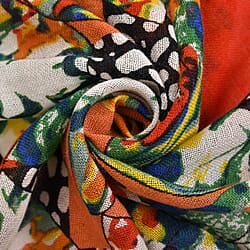 LA MAREY Merino Woolen Stripe Pattern Scarf - Orange