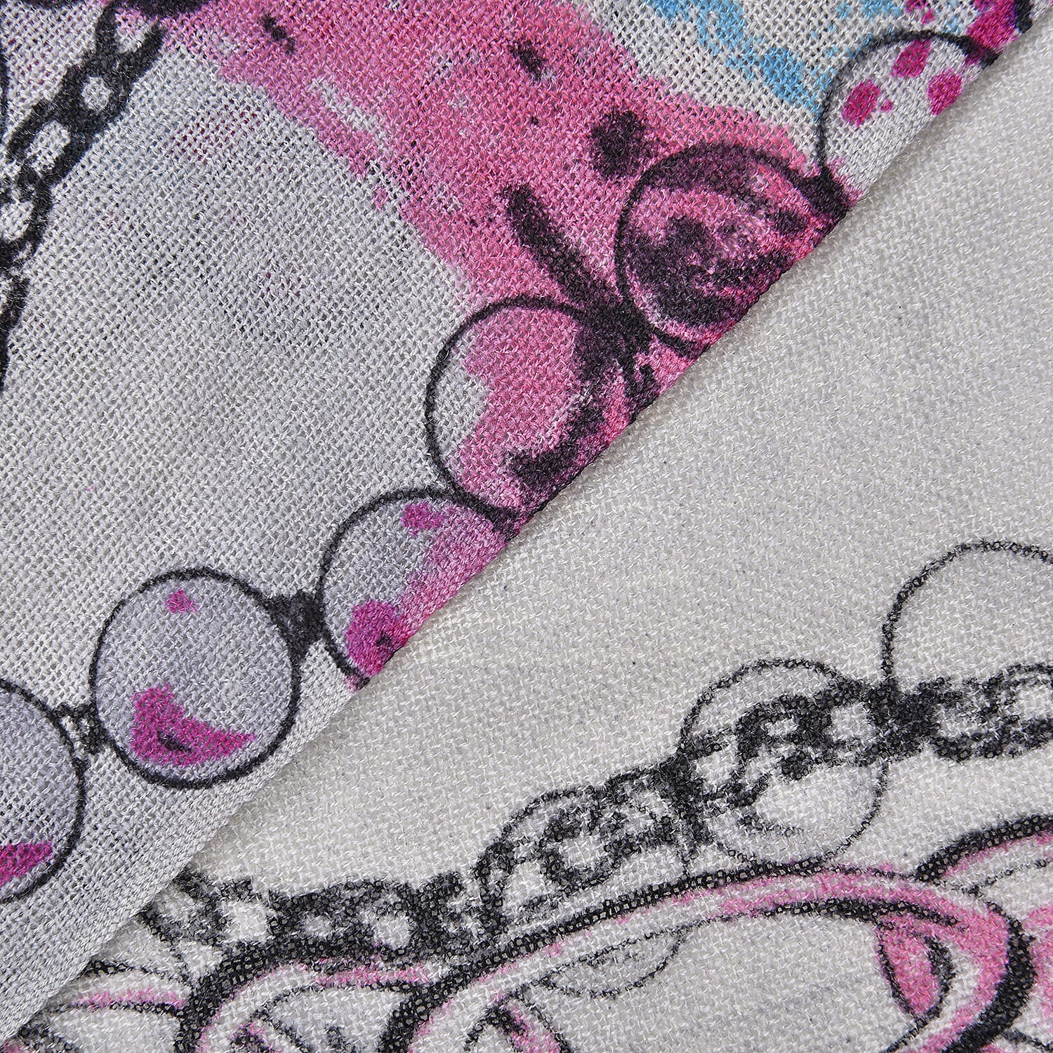 LA MAREY 100% Merino Woollen Chain Pattern Scarf (Size 175x66x9 Cm) - Grey & Blue