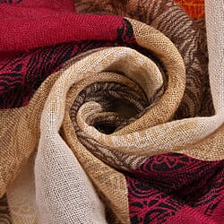 LA MAREY Merino Woolen Stripe Pattern Scarf - Orange